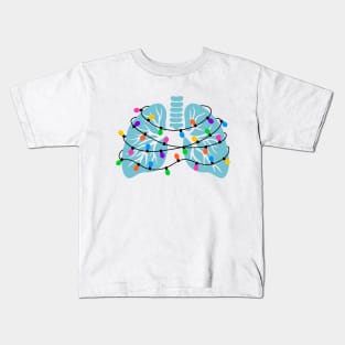 Lungs Christmas Lights Respiratory Therapist Xmas Gift Kids T-Shirt